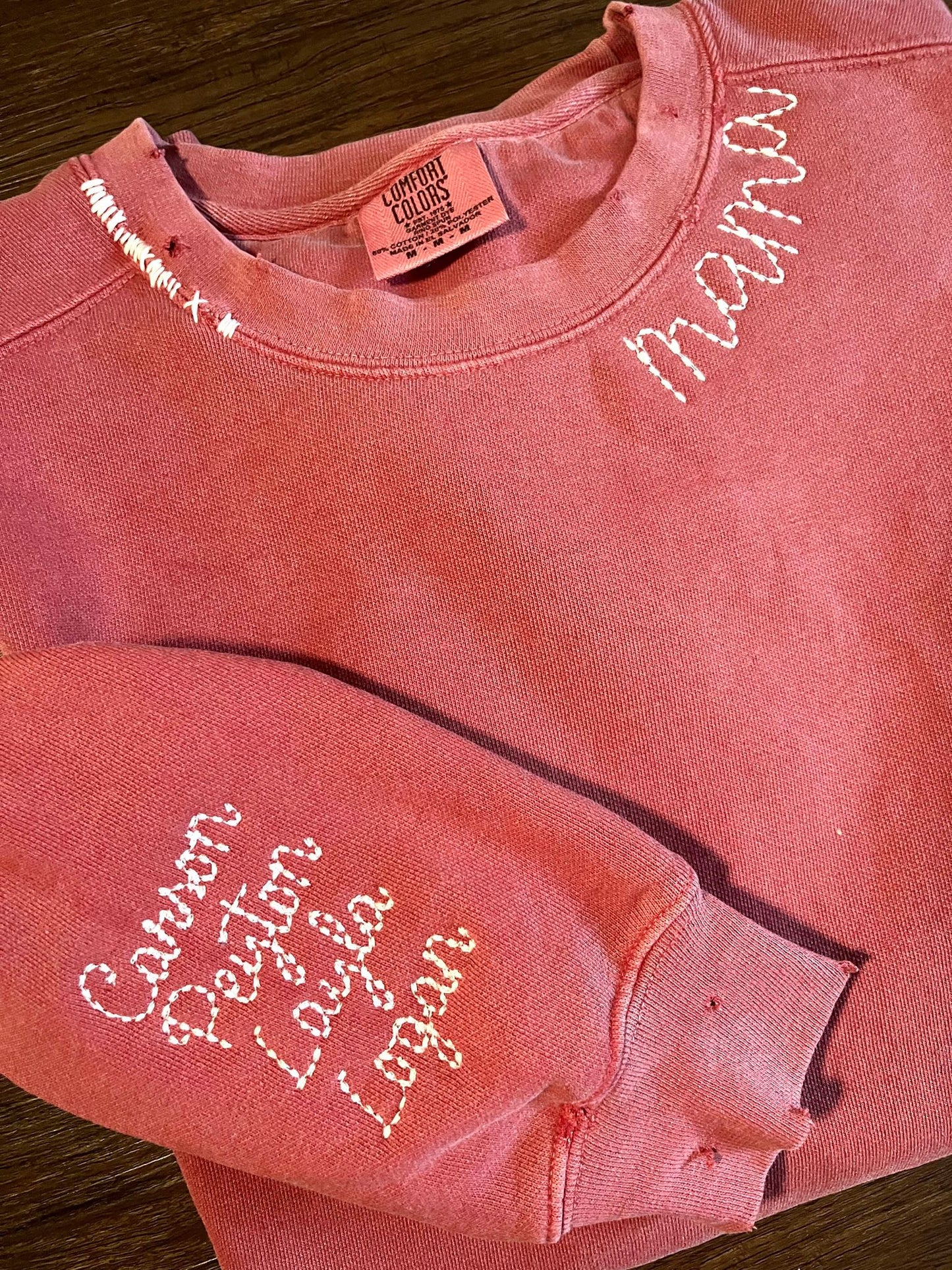 Embroidered Distressed Sweatshirt