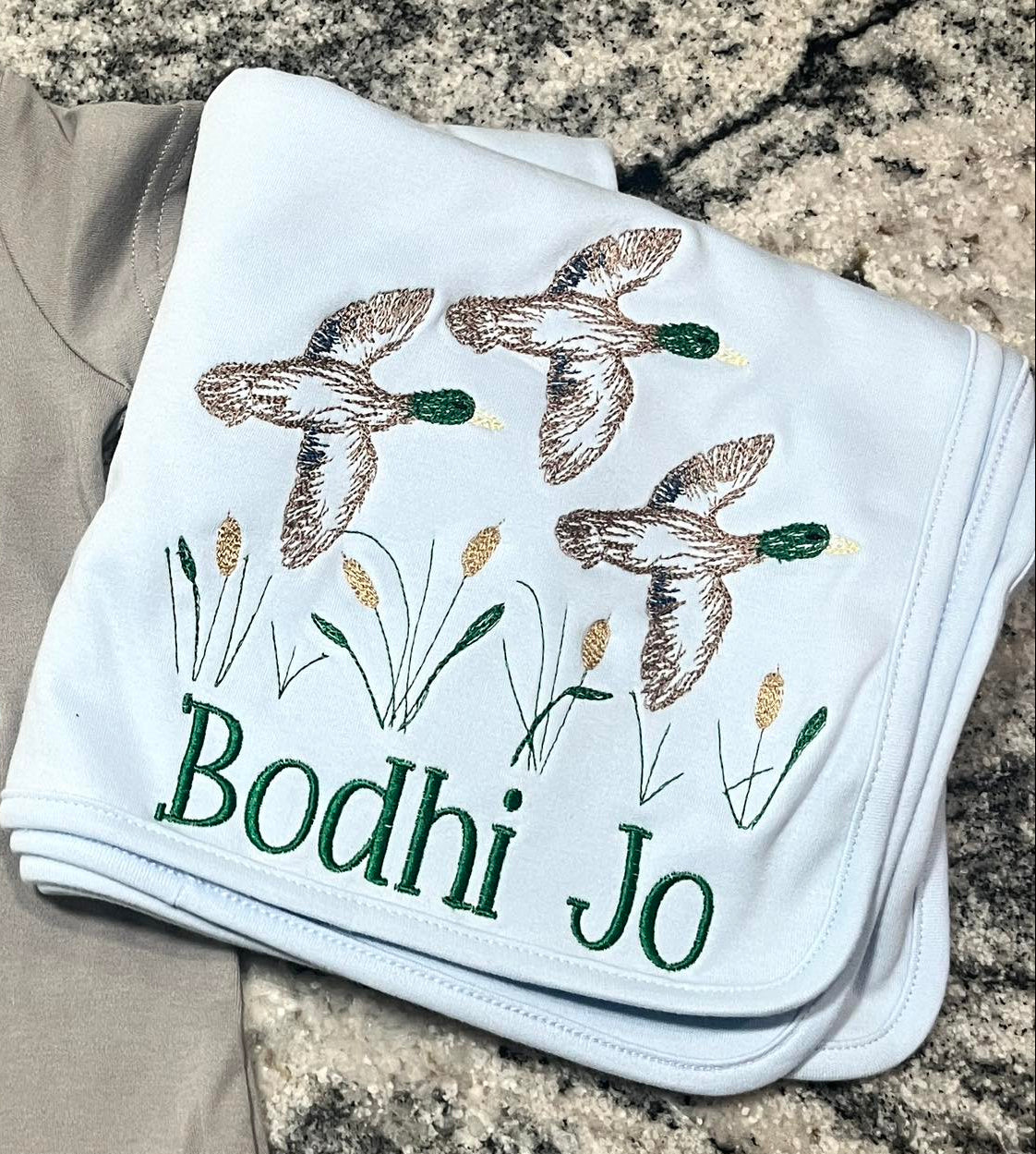 Duck Embroidered Blanket