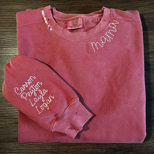 Embroidered Distressed Sweatshirt