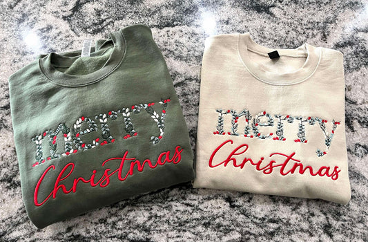 Floral Embroidered Christmas