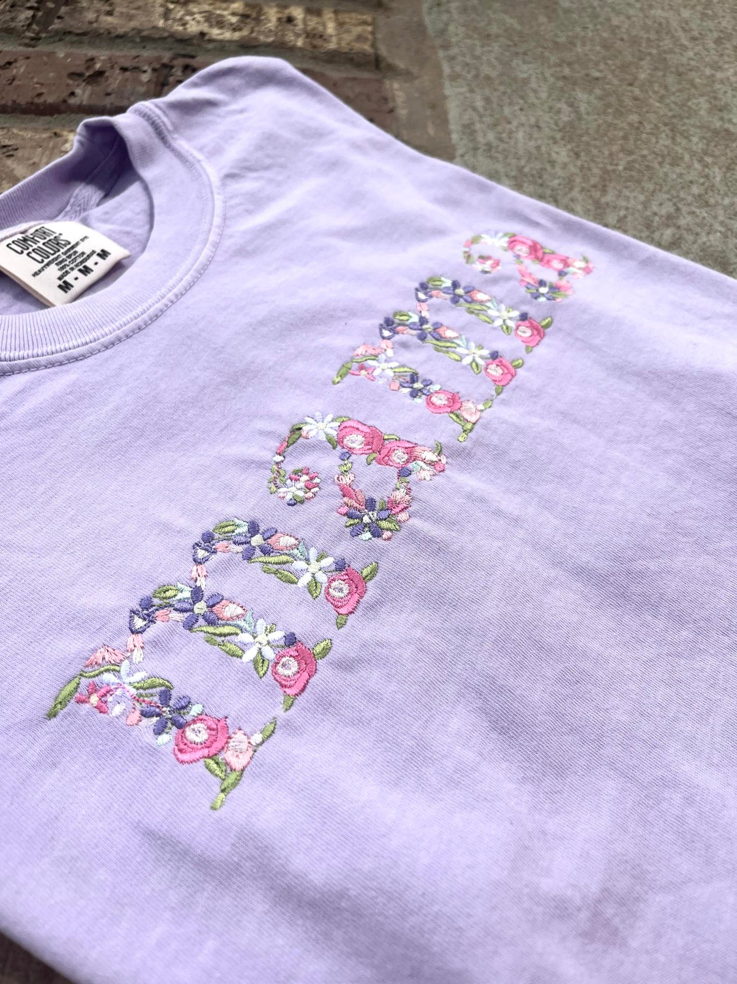 Floral Name Title Embroidered Shirt
