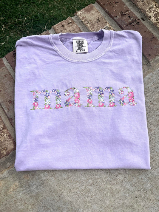 Floral Name Title Embroidered Shirt