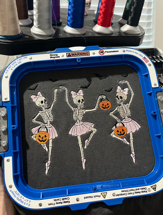 Dancing Skeletons Embroidered Shirt