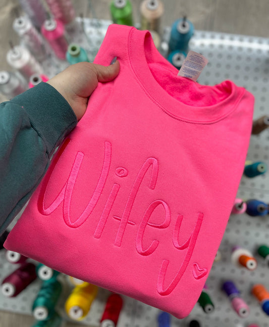 Wifey Embroidered Sweatshirt