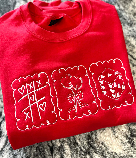Valentine Stamps Embroidered Sweatshirt